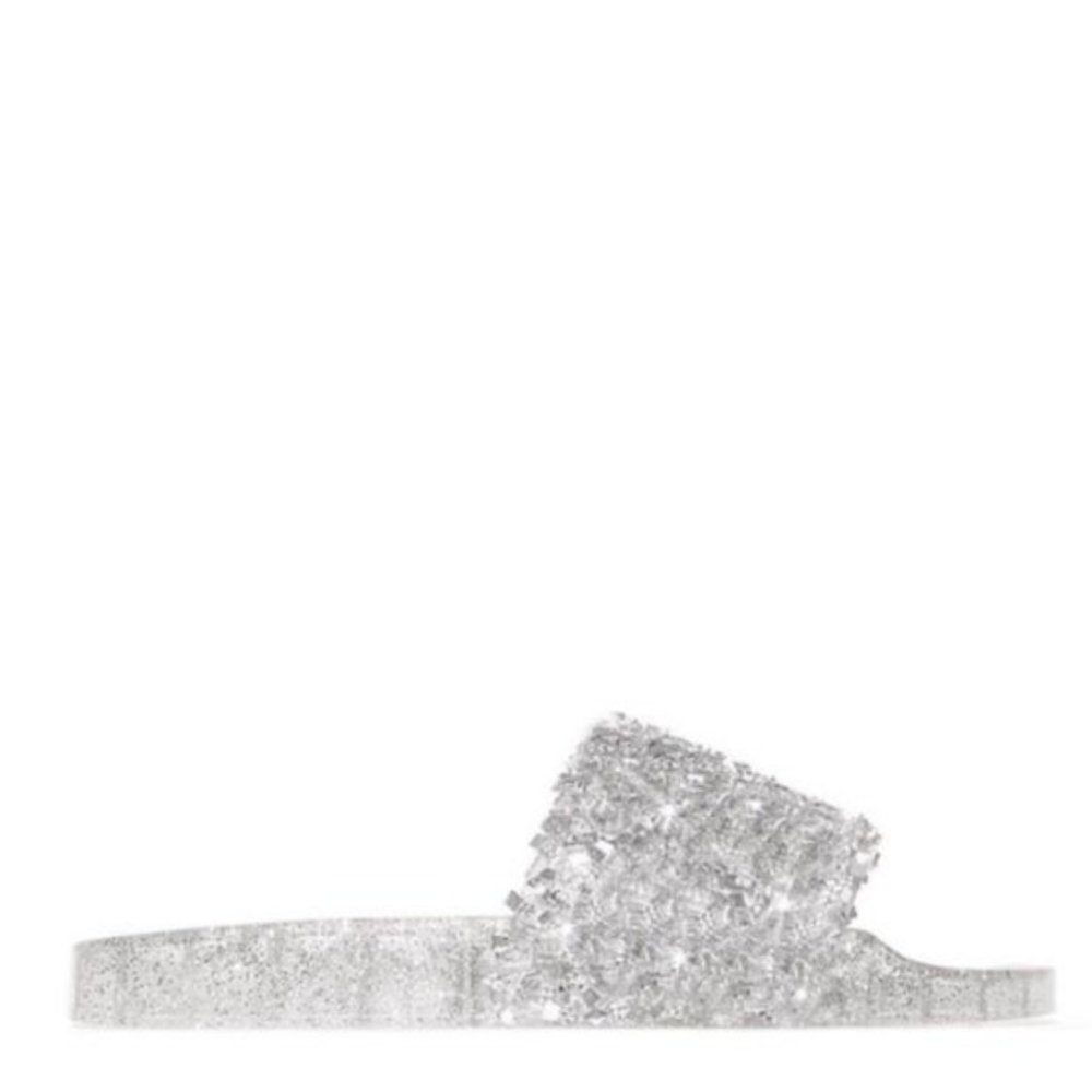!!RESTOCKED!! Embellished Sparkle Slides - Silver - Picture 3 of 6